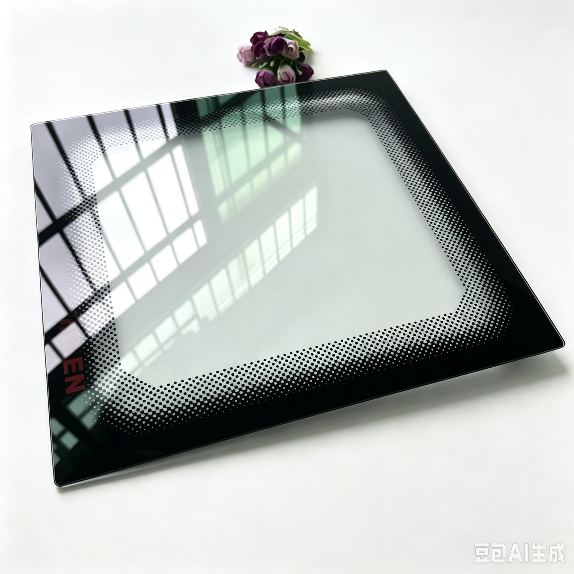 方形黑色丝印烤箱钢化玻璃盖板