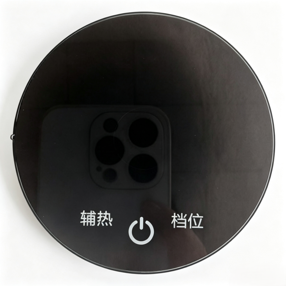 智能家电圆形黑色半透触控钢化玻璃盖板